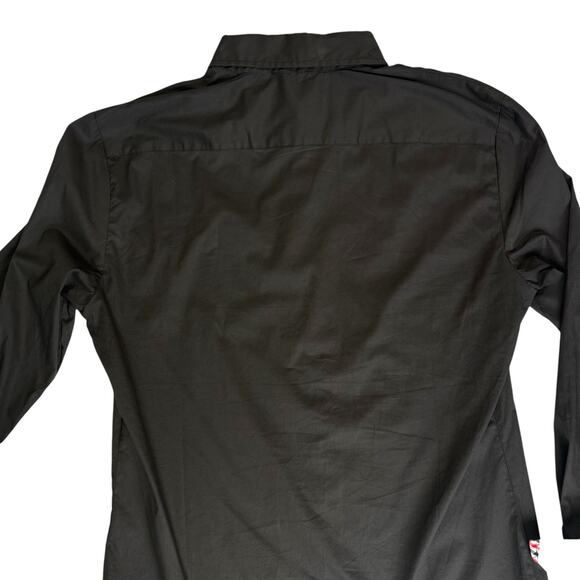 Tom's Ware Black Dress Shirt Mens Large Red White Check Contrast Trim Roll Cuff - Picture 9 of 12